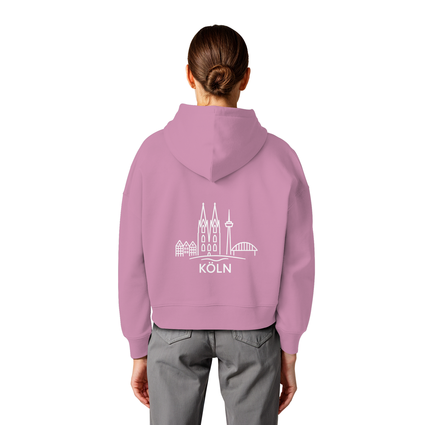 Köln Skyline (großer Druck auf dem Rücken) - Womens Organic Boxcut Hoodie