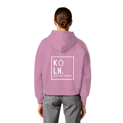 Köln Koordinaten (großer Druck auf dem Rücken) - Womens Organic Boxcut Hoodie