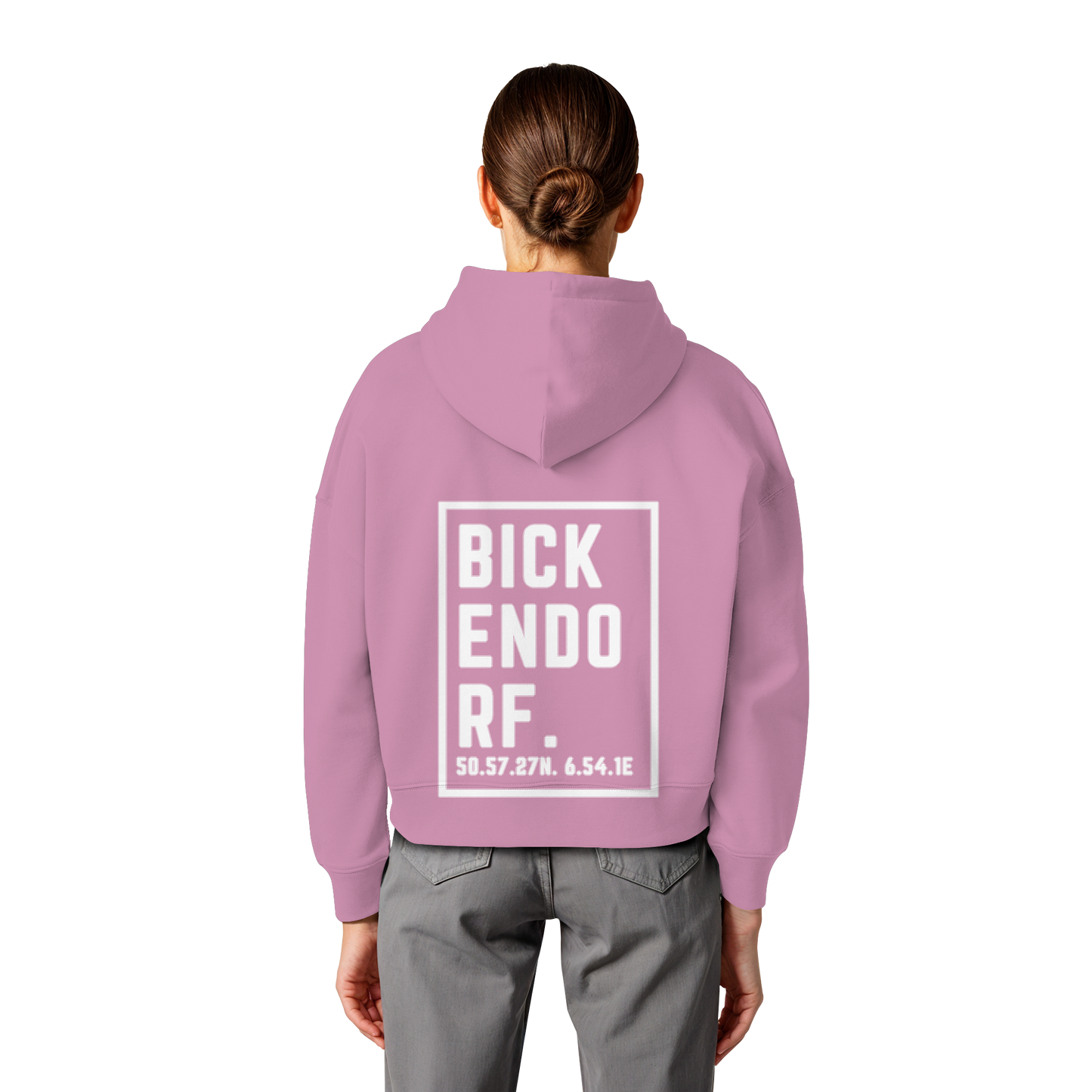 Bickendorf Koordinaten (großer Druck auf dem Rücken) - Womens Organic Boxcut Hoodie