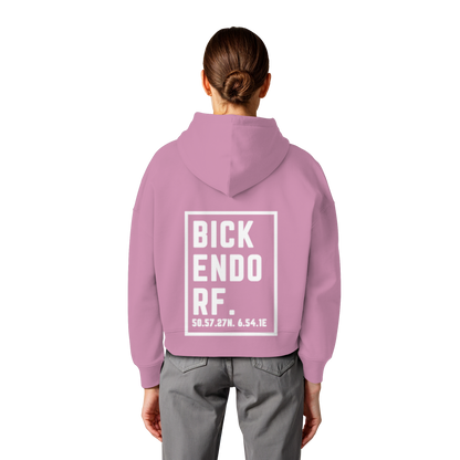 Bickendorf Koordinaten (großer Druck auf dem Rücken) - Womens Organic Boxcut Hoodie