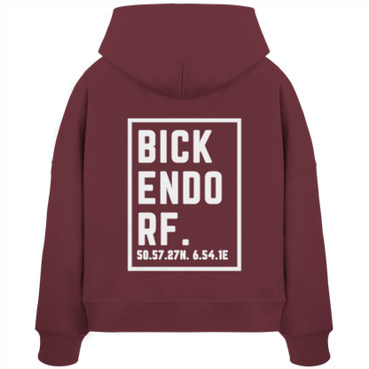 Bickendorf Koordinaten (großer Druck auf dem Rücken) - Womens Organic Boxcut Hoodie