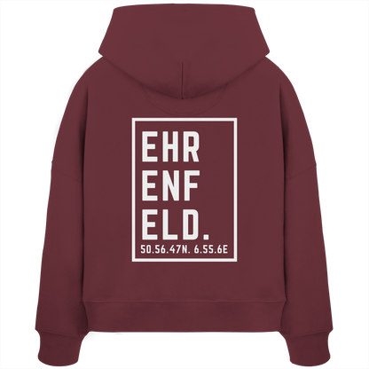 Ehrenfeld Koordinaten (großer Druck auf dem Rücken) - Womens Organic Boxcut Hoodie