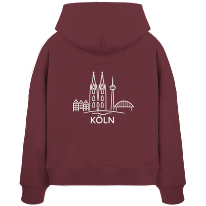 Köln Skyline (großer Druck auf dem Rücken) - Womens Organic Boxcut Hoodie
