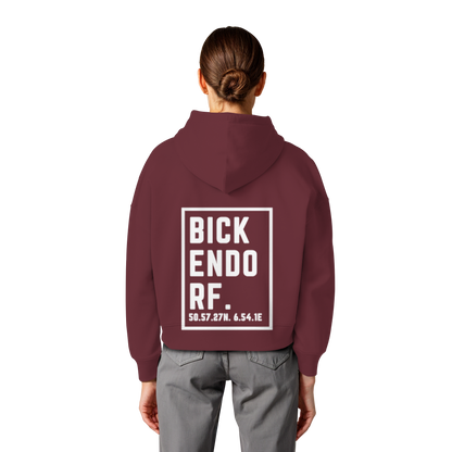 Bickendorf Koordinaten (großer Druck auf dem Rücken) - Womens Organic Boxcut Hoodie