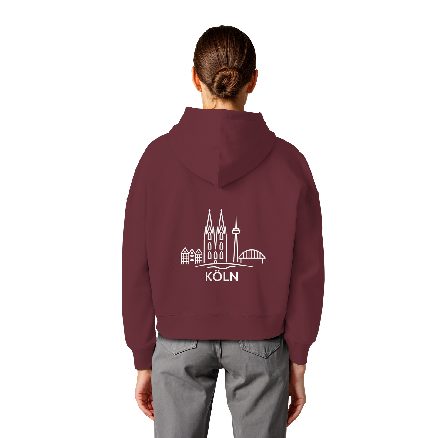 Köln Skyline (großer Druck auf dem Rücken) - Womens Organic Boxcut Hoodie