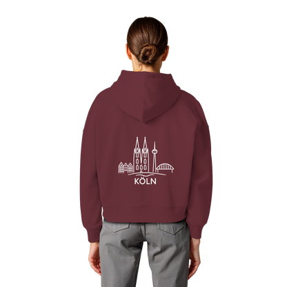 Köln Skyline (großer Druck auf dem Rücken) - Womens Organic Boxcut Hoodie