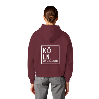 Köln Koordinaten (großer Druck auf dem Rücken) - Womens Organic Boxcut Hoodie