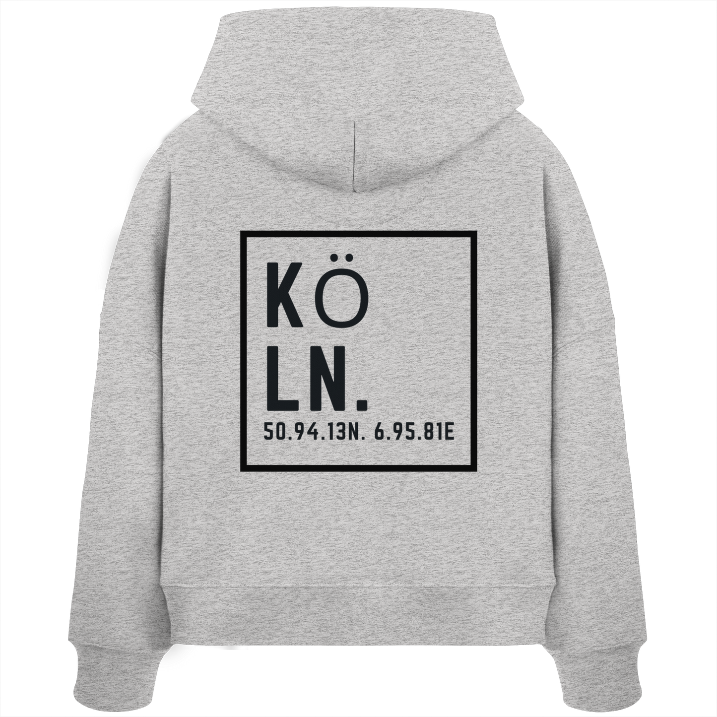 Köln Koordinaten (großer Druck auf dem Rücken) - Womens Organic Boxcut Hoodie