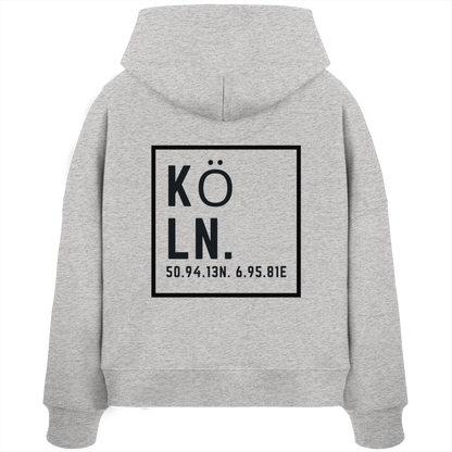 Köln Koordinaten (großer Druck auf dem Rücken) - Womens Organic Boxcut Hoodie