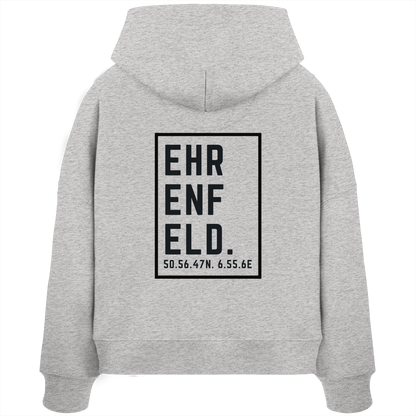 Ehrenfeld Koordinaten (großer Druck auf dem Rücken) - Womens Organic Boxcut Hoodie