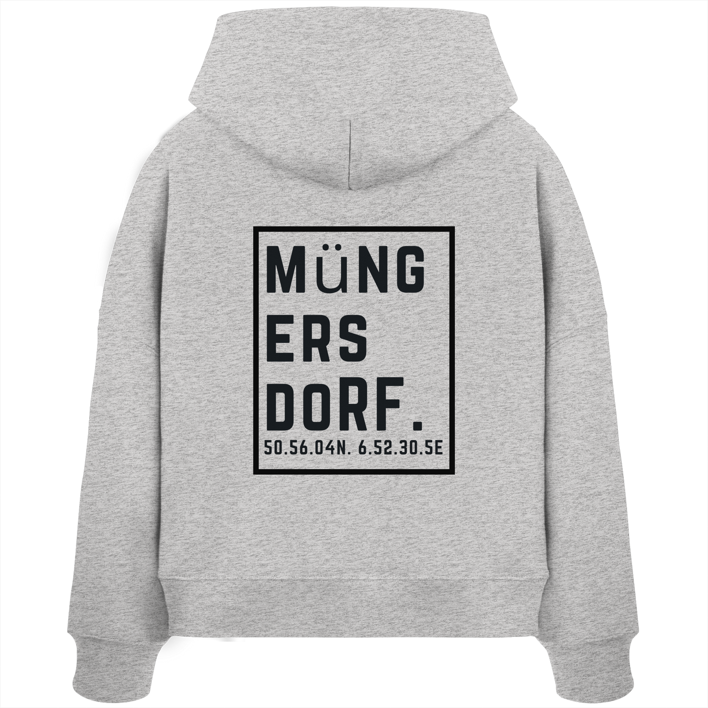 Müngersdorf Koordinaten (großer Druck auf dem Rücken) - Womens Organic Boxcut Hoodie