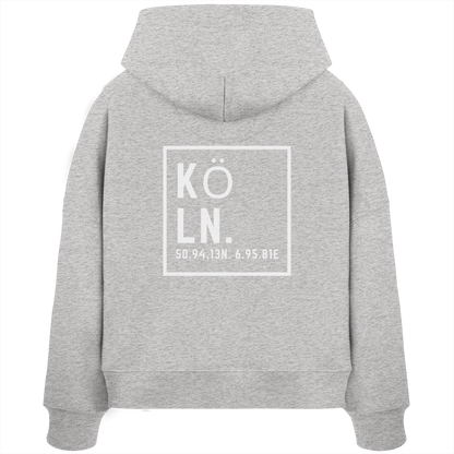 Köln Koordinaten (großer Druck auf dem Rücken) - Womens Organic Boxcut Hoodie