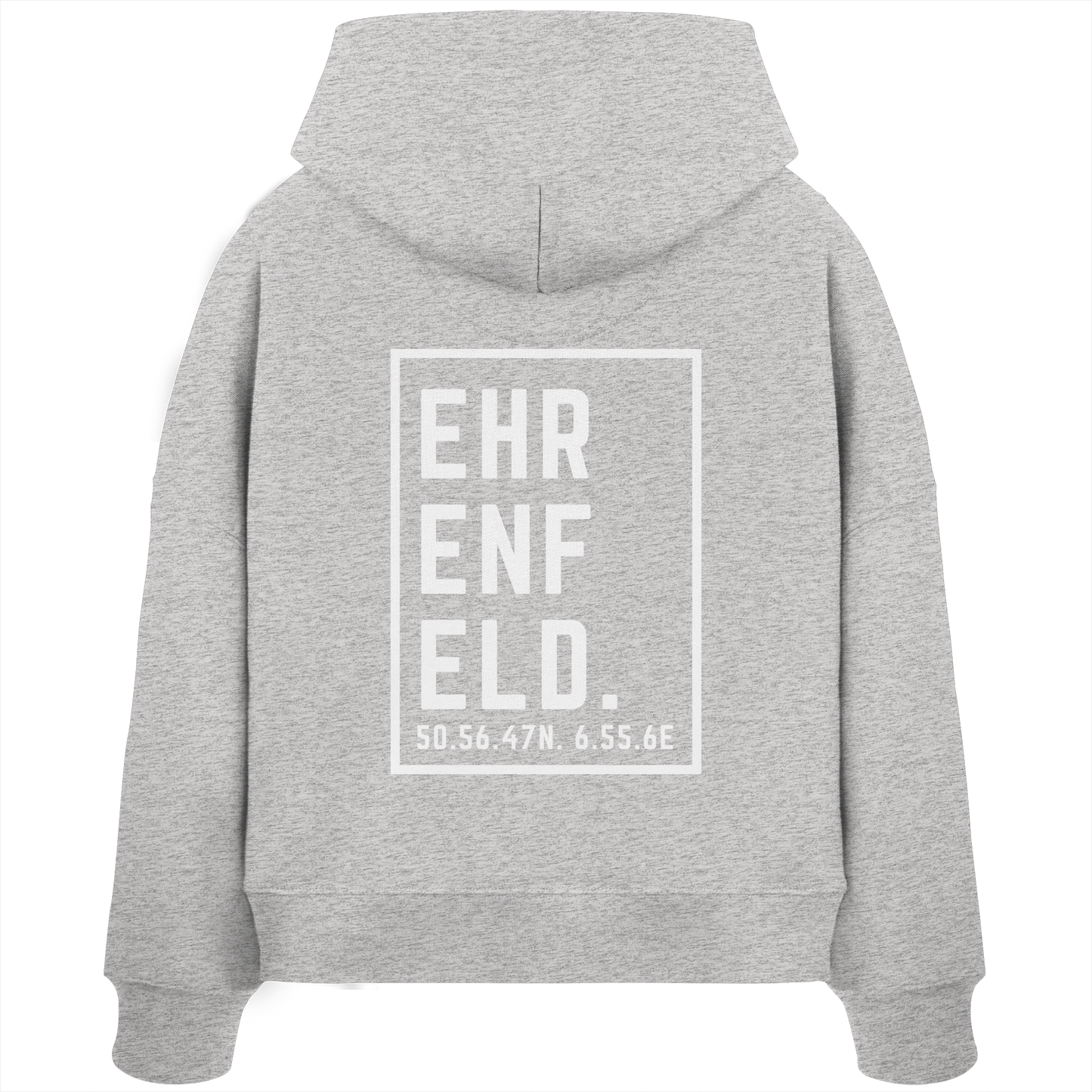 Ehrenfeld Koordinaten (großer Druck auf dem Rücken) - Womens Organic Boxcut Hoodie