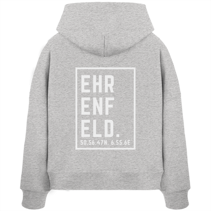 Ehrenfeld Koordinaten (großer Druck auf dem Rücken) - Womens Organic Boxcut Hoodie