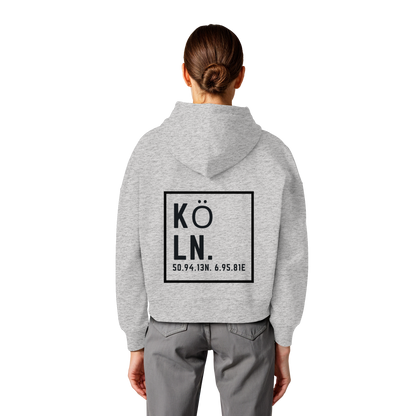 Köln Koordinaten (großer Druck auf dem Rücken) - Womens Organic Boxcut Hoodie