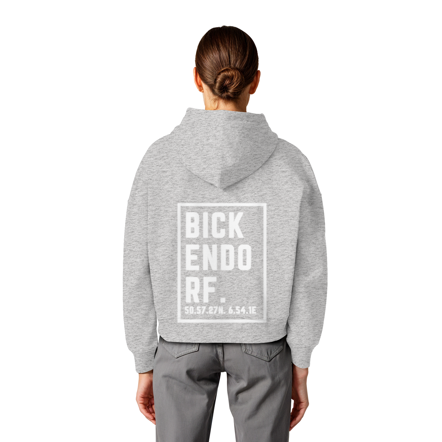 Bickendorf Koordinaten (großer Druck auf dem Rücken) - Womens Organic Boxcut Hoodie