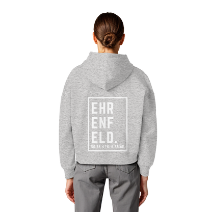 Ehrenfeld Koordinaten (großer Druck auf dem Rücken) - Womens Organic Boxcut Hoodie
