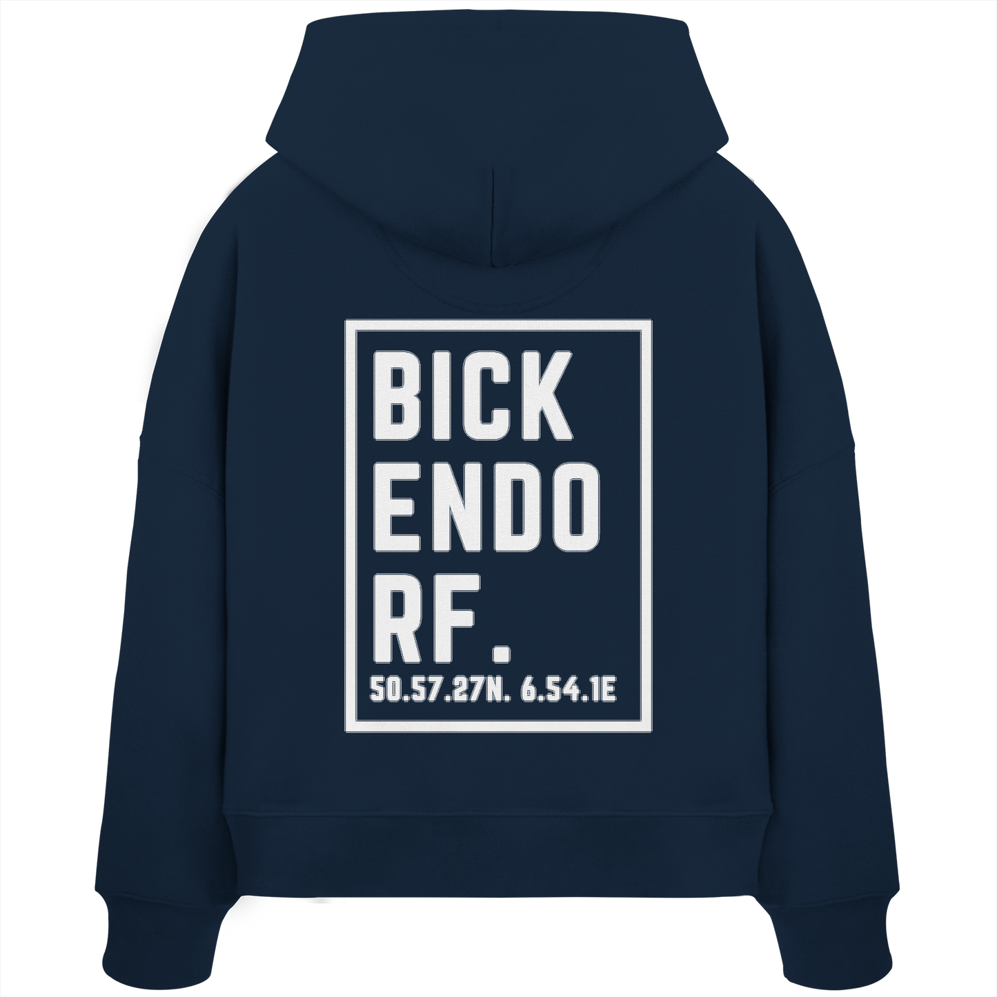 Bickendorf Koordinaten (großer Druck auf dem Rücken) - Womens Organic Boxcut Hoodie