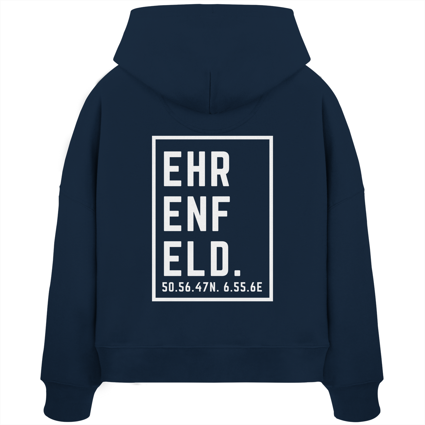 Ehrenfeld Koordinaten (großer Druck auf dem Rücken) - Womens Organic Boxcut Hoodie