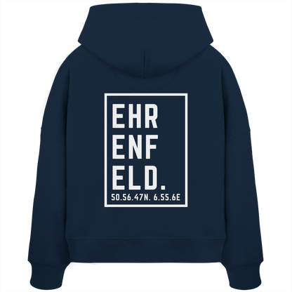 Ehrenfeld Koordinaten (großer Druck auf dem Rücken) - Womens Organic Boxcut Hoodie