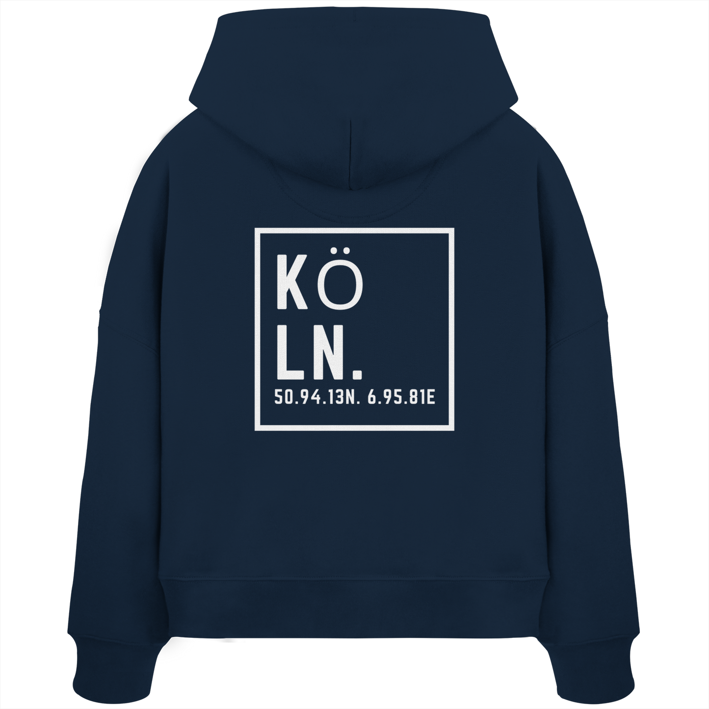 Köln Koordinaten (großer Druck auf dem Rücken) - Womens Organic Boxcut Hoodie