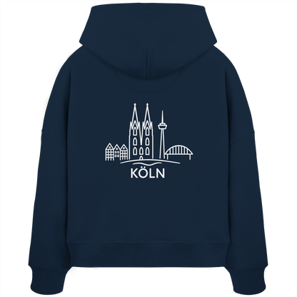 Köln Skyline (großer Druck auf dem Rücken) - Womens Organic Boxcut Hoodie