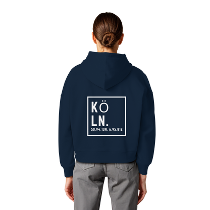 Köln Koordinaten (großer Druck auf dem Rücken) - Womens Organic Boxcut Hoodie