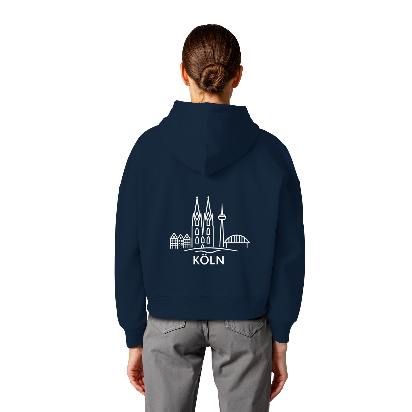 Köln Skyline (großer Druck auf dem Rücken) - Womens Organic Boxcut Hoodie