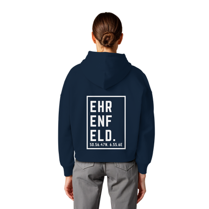 Ehrenfeld Koordinaten (großer Druck auf dem Rücken) - Womens Organic Boxcut Hoodie