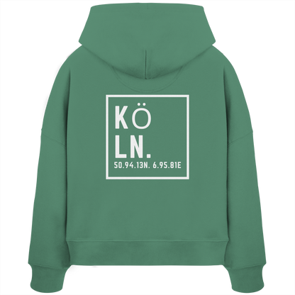 Köln Koordinaten (großer Druck auf dem Rücken) - Womens Organic Boxcut Hoodie