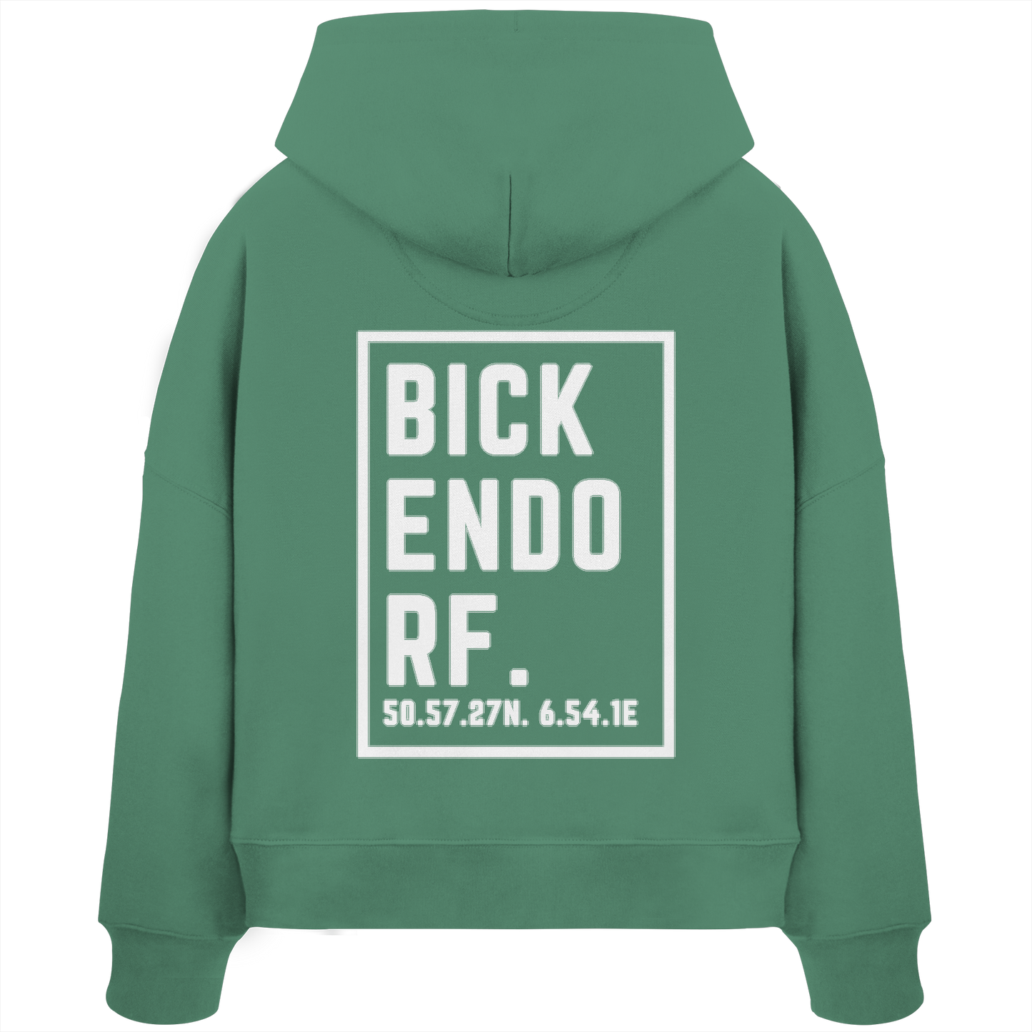 Bickendorf Koordinaten (großer Druck auf dem Rücken) - Womens Organic Boxcut Hoodie