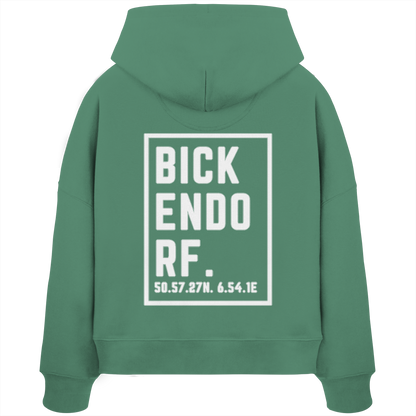 Bickendorf Koordinaten (großer Druck auf dem Rücken) - Womens Organic Boxcut Hoodie