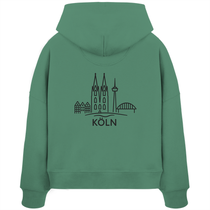 Köln Skyline (großer Druck auf dem Rücken) - Womens Organic Boxcut Hoodie