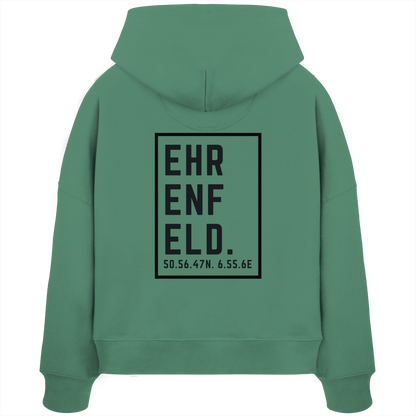 Ehrenfeld Koordinaten (großer Druck auf dem Rücken) - Womens Organic Boxcut Hoodie