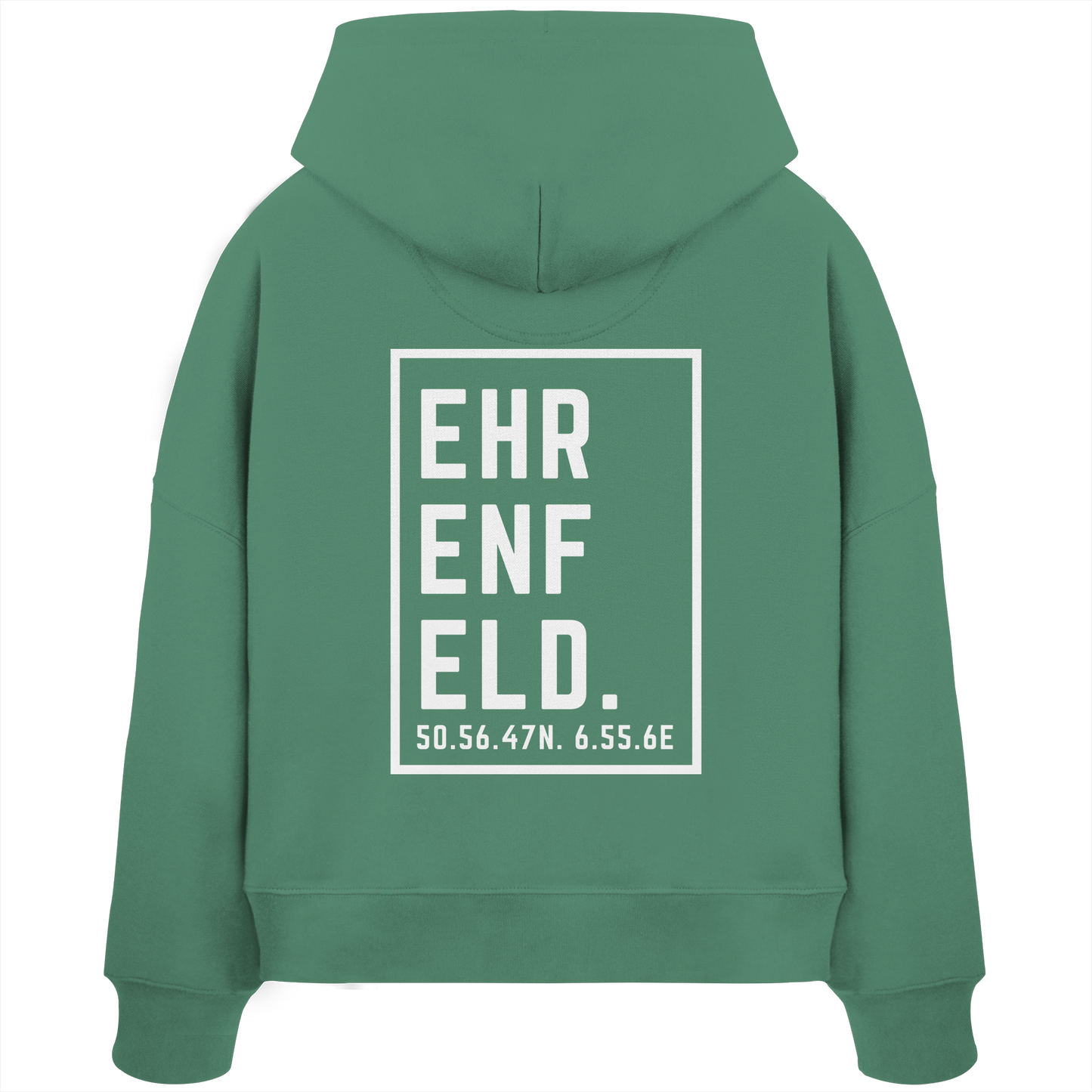 Ehrenfeld Koordinaten (großer Druck auf dem Rücken) - Womens Organic Boxcut Hoodie
