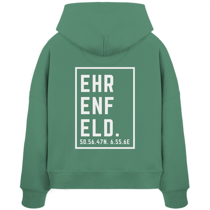 Ehrenfeld Koordinaten (großer Druck auf dem Rücken) - Womens Organic Boxcut Hoodie