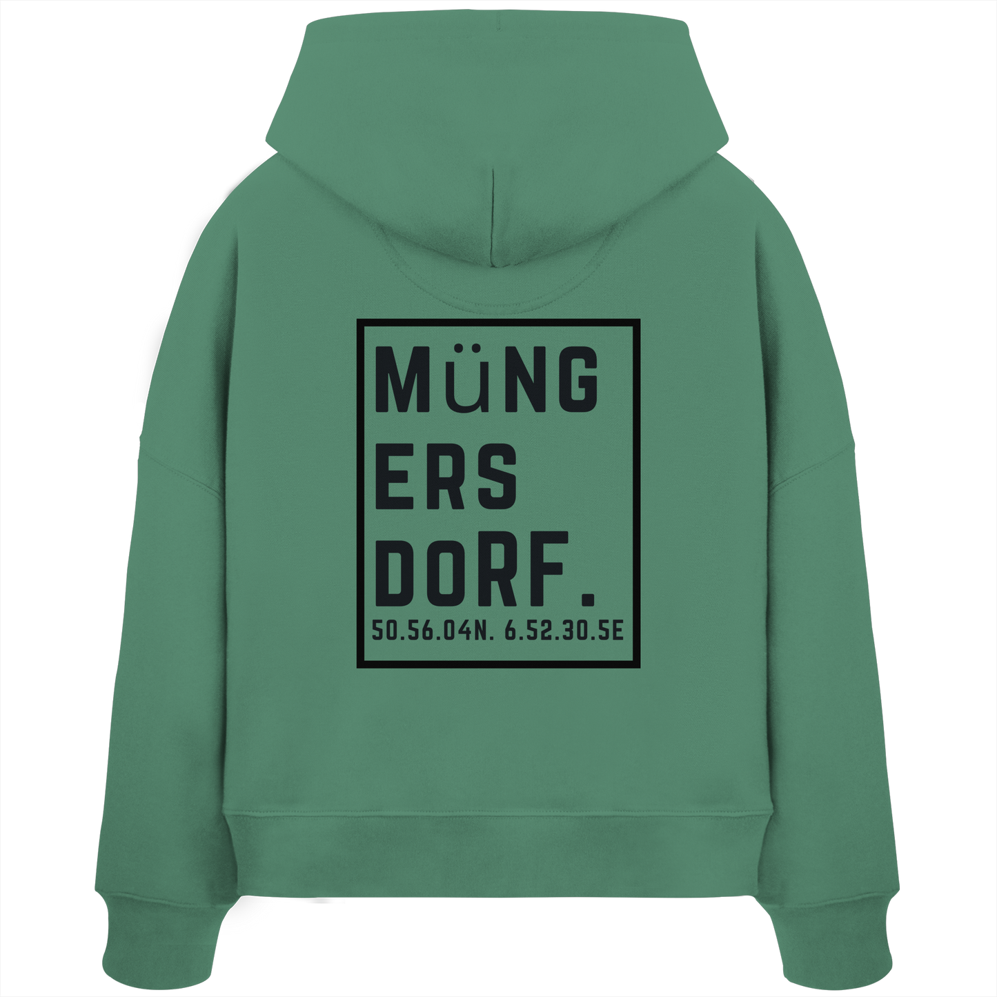 Müngersdorf Koordinaten (großer Druck auf dem Rücken) - Womens Organic Boxcut Hoodie