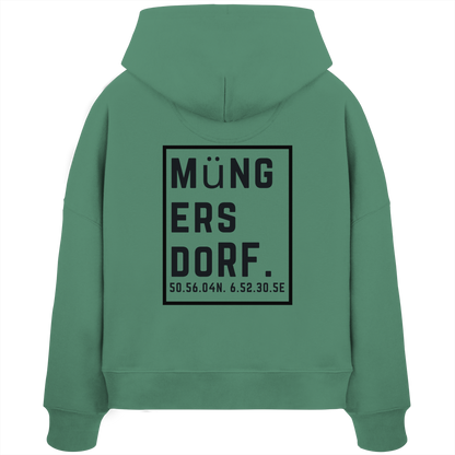 Müngersdorf Koordinaten (großer Druck auf dem Rücken) - Womens Organic Boxcut Hoodie