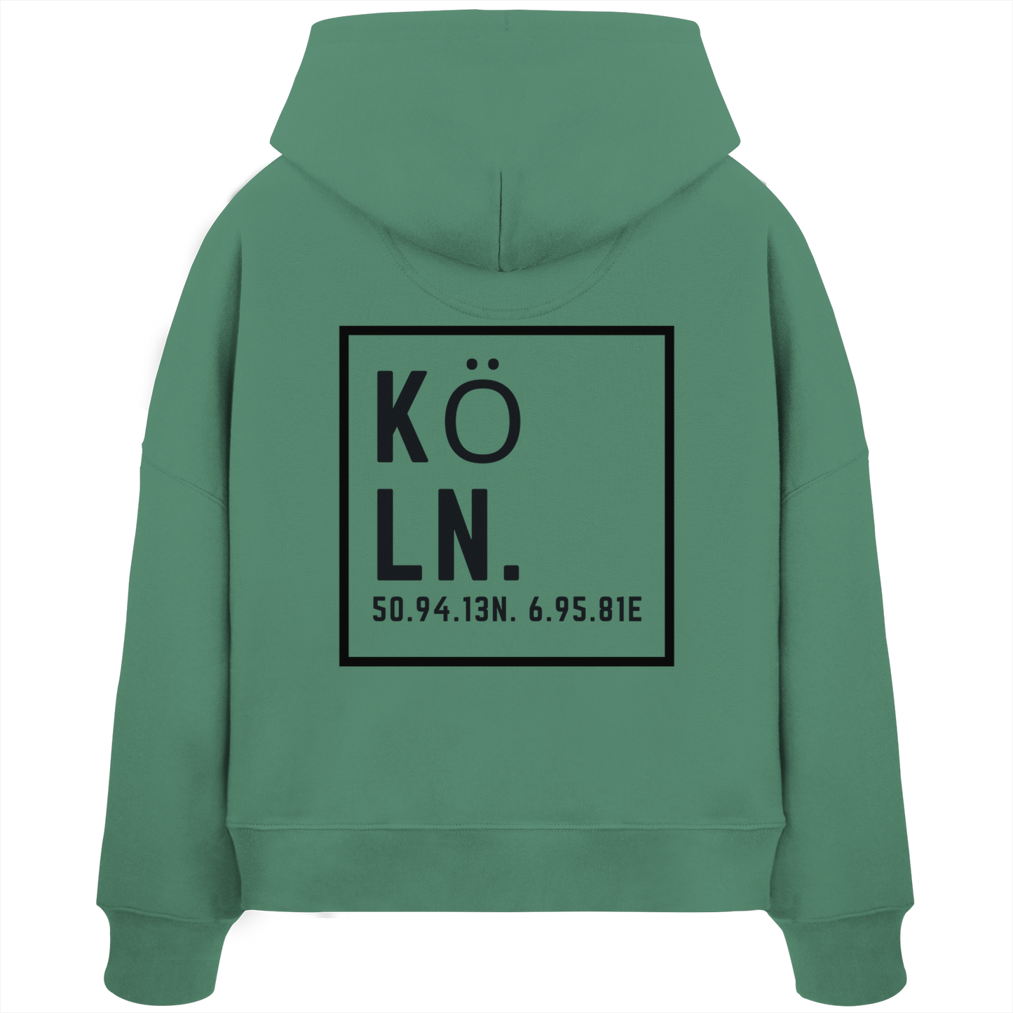 Köln Koordinaten (großer Druck auf dem Rücken) - Womens Organic Boxcut Hoodie