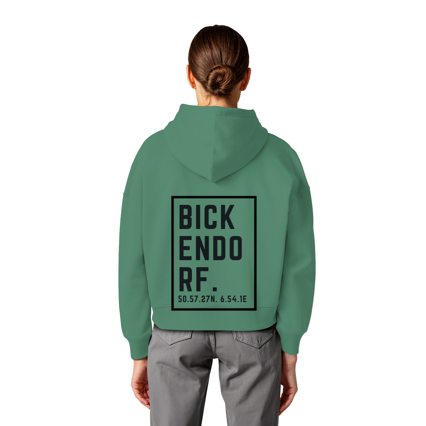 Bickendorf Koordinaten (großer Druck auf dem Rücken) - Womens Organic Boxcut Hoodie