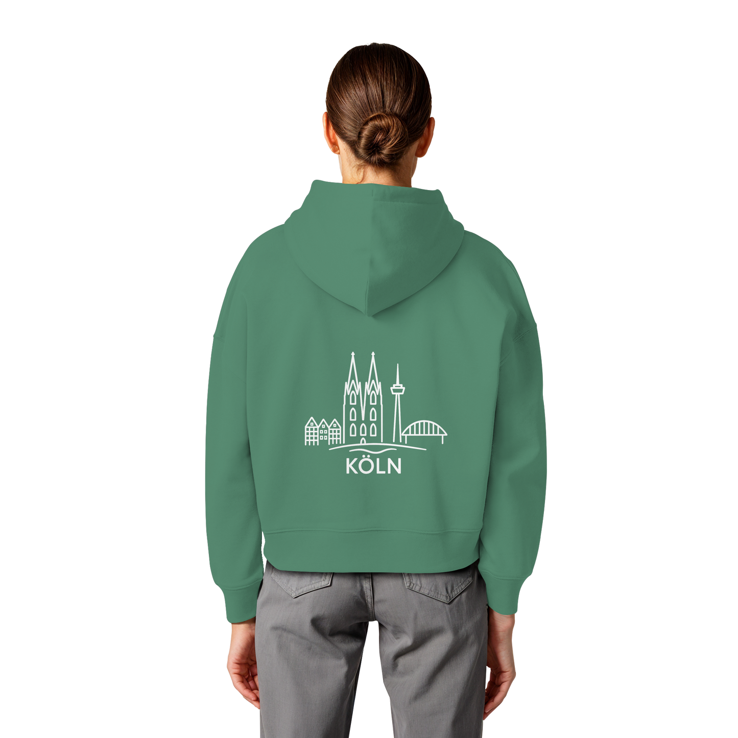 Köln Skyline (großer Druck auf dem Rücken) - Womens Organic Boxcut Hoodie