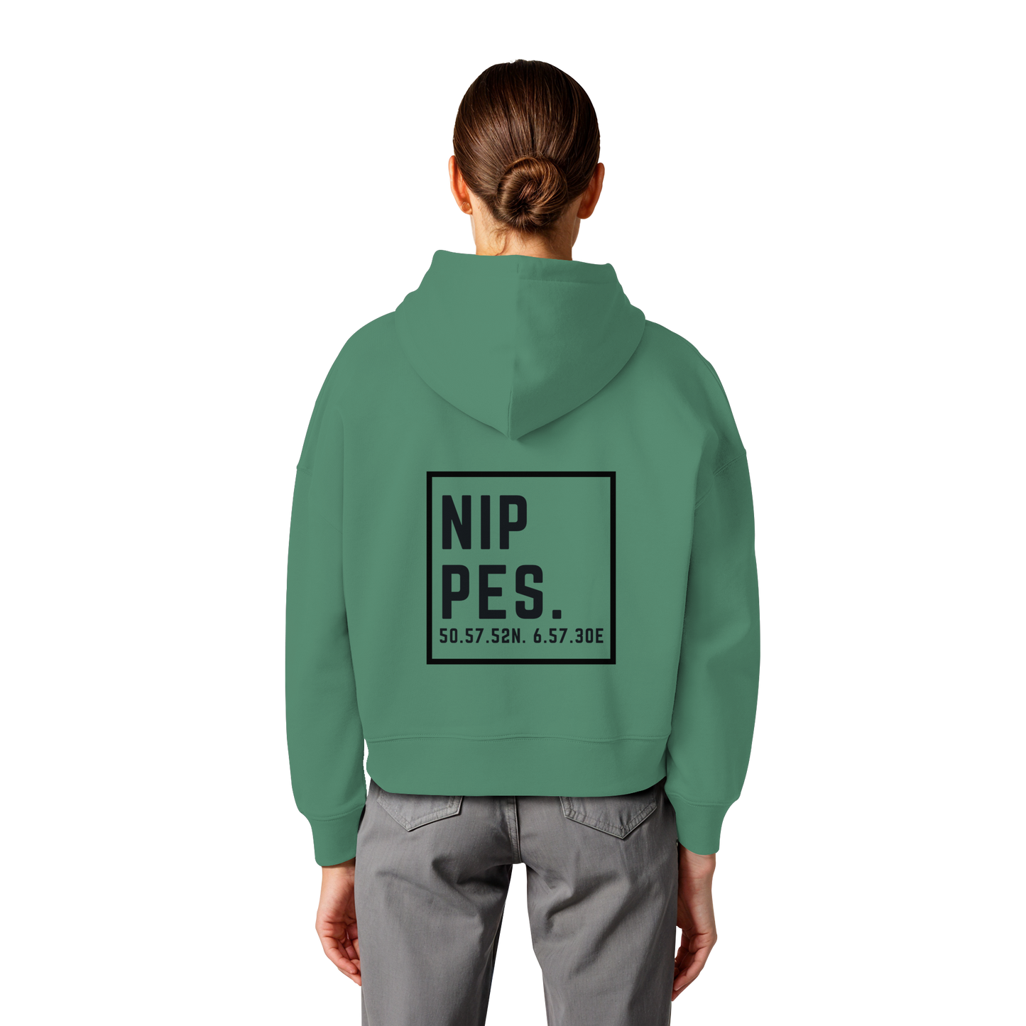 Nippes Koordinaten (großer Druck auf dem Rücken) - Womens Organic Boxcut Hoodie