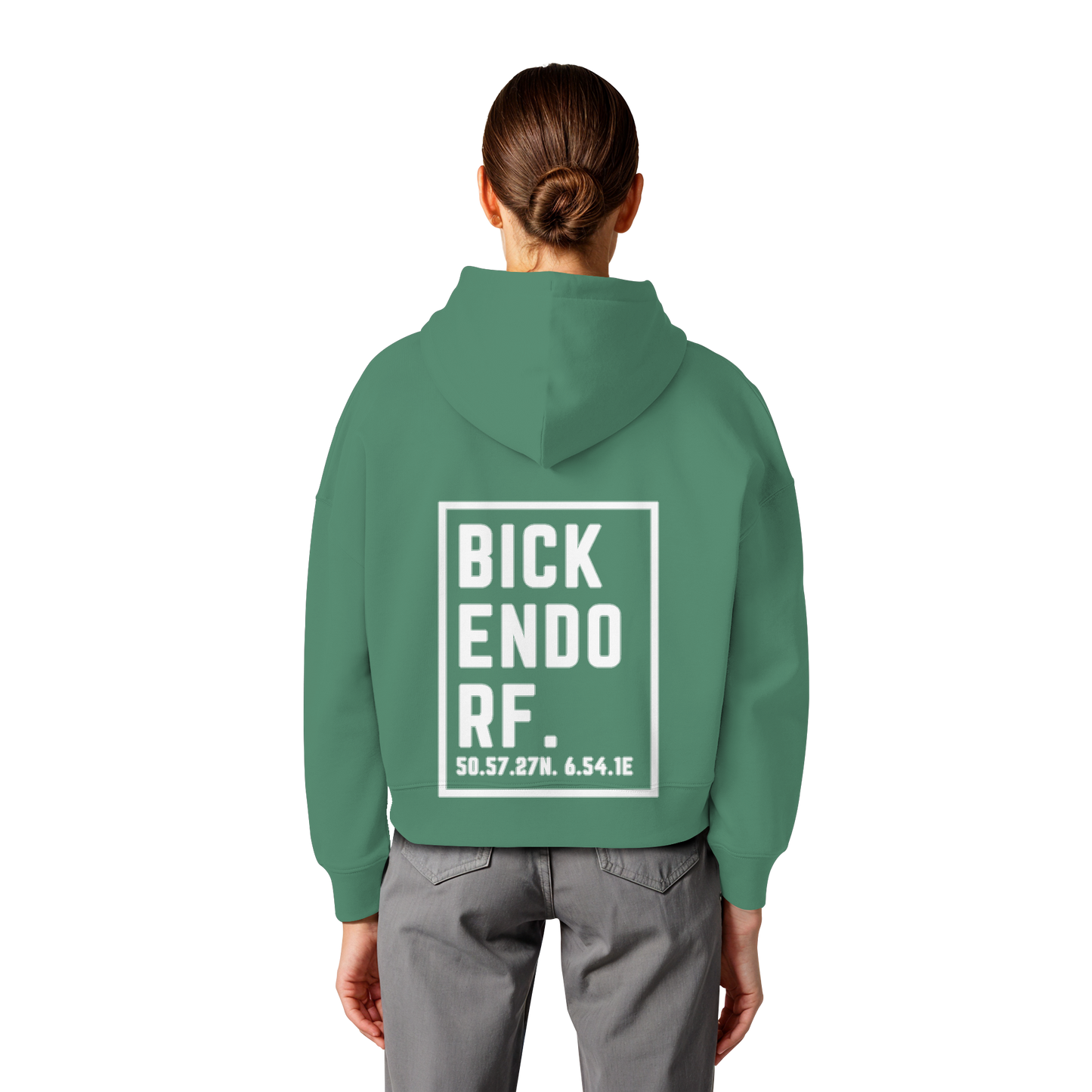 Bickendorf Koordinaten (großer Druck auf dem Rücken) - Womens Organic Boxcut Hoodie