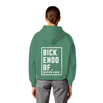 Bickendorf Koordinaten (großer Druck auf dem Rücken) - Womens Organic Boxcut Hoodie