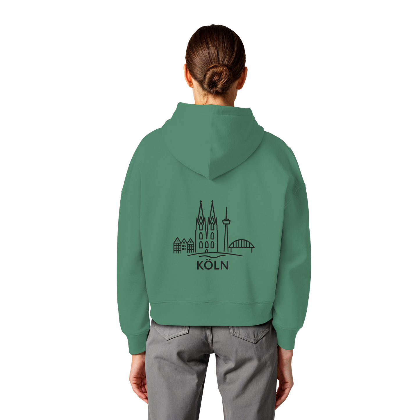Köln Skyline (großer Druck auf dem Rücken) - Womens Organic Boxcut Hoodie