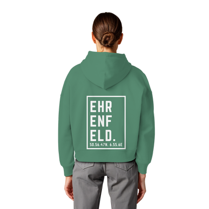 Ehrenfeld Koordinaten (großer Druck auf dem Rücken) - Womens Organic Boxcut Hoodie