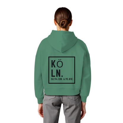 Köln Koordinaten (großer Druck auf dem Rücken) - Womens Organic Boxcut Hoodie