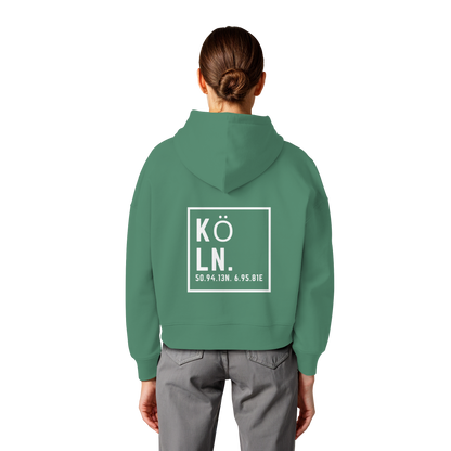Köln Koordinaten (großer Druck auf dem Rücken) - Womens Organic Boxcut Hoodie