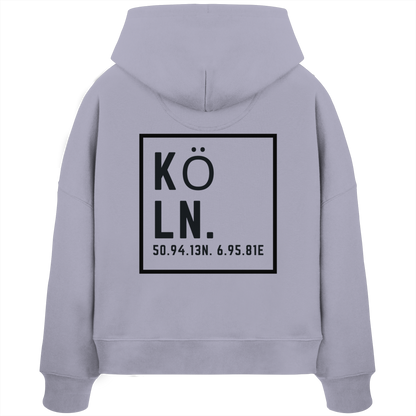 Köln Koordinaten (großer Druck auf dem Rücken) - Womens Organic Boxcut Hoodie