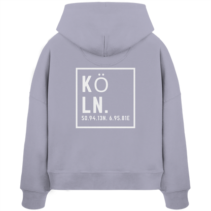 Köln Koordinaten (großer Druck auf dem Rücken) - Womens Organic Boxcut Hoodie